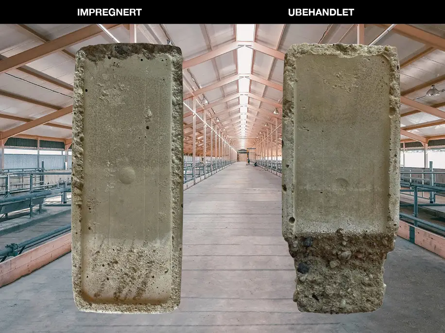 Dypimpregnering og støvbinding av betong. Godt egnet til å beskytte fundamenter, garasjegulv, parkeringsdekker, grunnmur, brokonstruksjoner, kaianlegg, siloer, fjøsgulv, gjødselkjeller og tuneller.