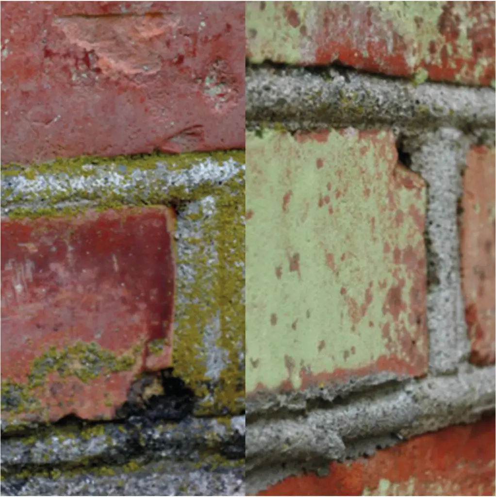 Rengjøring, rens og impregnering av teglstein og teglsteinspipe